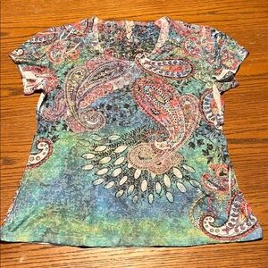 Susan Lawrence Multicolor Beaded Paisley Top Medium